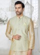 Pista Green And Cream Nehru Jacket Set