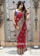 Red Weaving Saree with Contrast Blouse