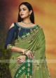 Pista Green Saree with Navy Blue Blouse