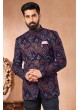 Blue Thread Embroidered Jodhpuri In Velvet