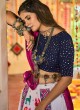 Designer White And Navy Blue Chaniya Choli