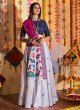 Designer White And Navy Blue Chaniya Choli