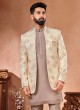 Thread Embroidered Art Banarasi Silk Jacket Style Indowestern Set