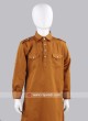 Rust Cotton Silk Pathani For Kids