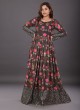 Flower Print Floor Length Anarkali Suit