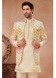 Cream Jacket Style Indowestern Set For Groom