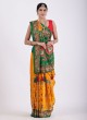 Yellow and Green Gajji Silk Gharchola Saree