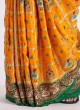 Yellow and Green Gajji Silk Gharchola Saree