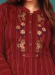 A-line Rayon Fabric Kurti In Red Color