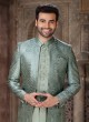 Palace Green Art Silk Jacket Style Indowestern