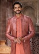 Designer Jacket Style Indowestern In Coral Color