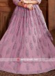 Purple Soft net lehenga Choli with matching dupatta.