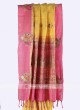 Golden yellow and pink color pure silk saree