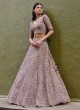 Dusty Rose Pink Heavy Embroidered Net Lehenga Choli