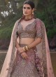 Dusty Rose Pink Heavy Embroidered Net Wedding Lehenga Choli