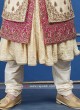 Cream and Pink Silk  Sherwani For Groom