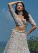 Grey Floral Embroidered Net A Line Lehenga Choli