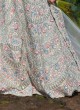 Grey Floral Embroidered Net A Line Lehenga Choli