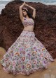 Lilac Chiffon Georgette Lehenga Choli With Heavy Embroidery