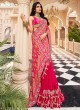 Pink Chiffon Silk Bandhani Work Designer Saree