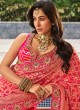 Pink Chiffon Silk Bandhani Work Designer Saree