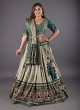 Green and Cream Patola Printed Lehenga Choli