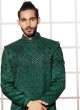 Green Stylish Indowestern In Brocade Fabric