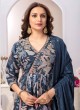 Blue Floor Length Anarkali Dress With Dupatta