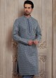 Designer Grey Kurta Pajama In Silk