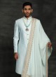 Marriage Ceremony Sherwani In Light Sky Blue Color