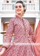 Coral And Brown Colour anarkali Suit With Dupatta