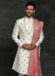 Reception Sherwani In White Color