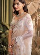 Shimmering Grey Organza Saree With Embroidered Broder