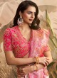 Offwhite & Pink Woven Banarasi Silk Saree
