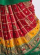 Maroon and Green Bandhani Gharchola Saree