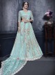 Net Lehenga Choli In Aqua Color