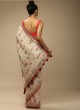 Cream Fancy Printed Chinon Silk Saree