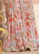 Floral Printed Beige Color Organza Saree