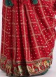 Traditional Maroon Gajji Silk Gharchola Saree