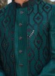 Peacock Green Indowestern With Designer Jacket