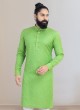 Festive Wear Parrot Green Color Kurta Pajama