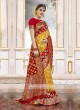 Viscose Saree In Red And Yellow