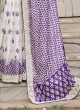 Purple And White Designer Saree In Chiffon Silk