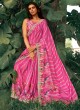 Floral Printed Embroidered Organza Saree