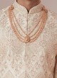 Wedding Wear Cream Embroidered Sherwani In Silk