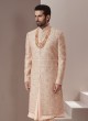 Groom Embroidered Wedding Sherwani In Peach Color