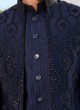 Navy Blue Wedding Wear Indowestern with Jacket