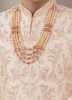 Golden Cream Anarkali Style Embroidered Sherwani