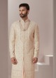 Groom Embroidered Sherwani In Cream Color