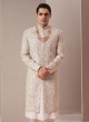 Wedding Wear Embroidered Light Pink Silk Sherwani